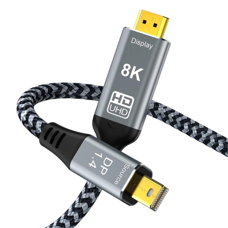 Premium Mini DisplayPort To HDTV2.1 Connection Cable Supports Top Resolution With Great Signal Transfer