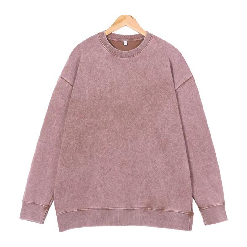 Herren Übergroßes Gewaschenes Baumwoll Rundhals Sweatshirt Lockere Passform Streetwear Herbst Winter Lässiges Oberteil