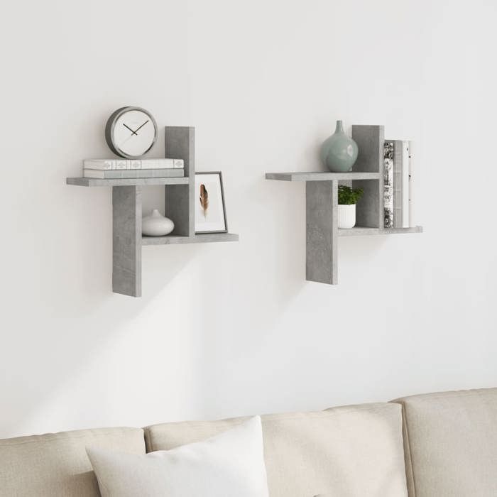 VidaXL Wall Shelves 2 Pcs Concrete Grey 38x12x38 Cm Engineered Wood 853248