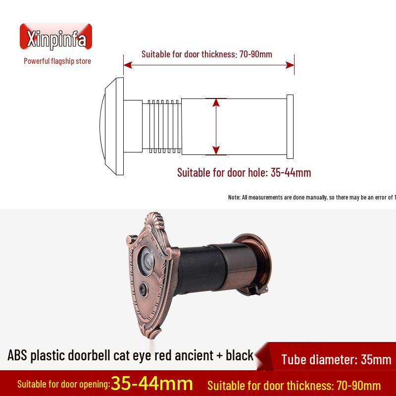

Дверний дзвінок Jinbei 35 мм червона бронза з інтегрованим дзеркалом для дверей