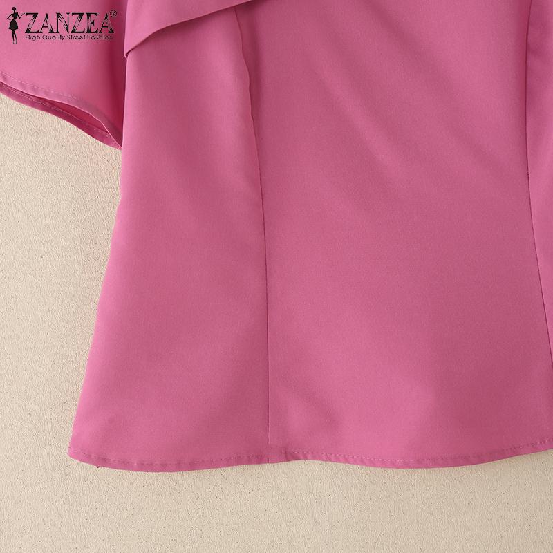 ZANZEA Bluză Casual de Vară cu Guler Pătrat și Mâneci Scurte pentru Femei