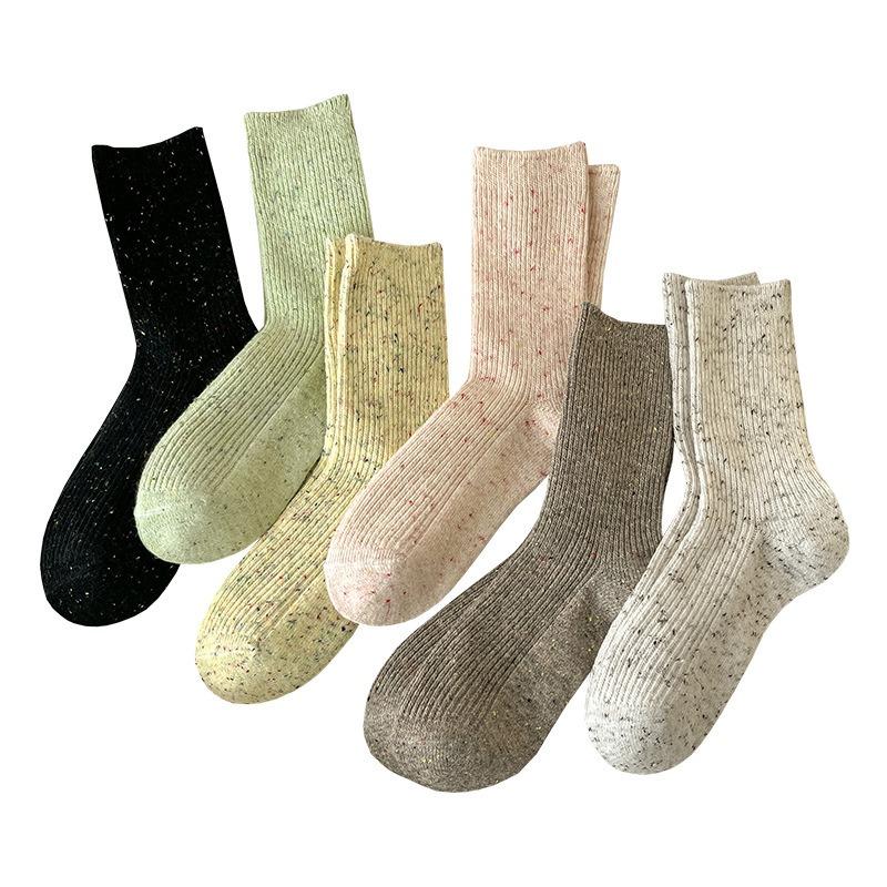 Warm and Thick Woolen Socks for Autumn and Winter, Versatile and Sweet Solid-colored Pile Socks for Women