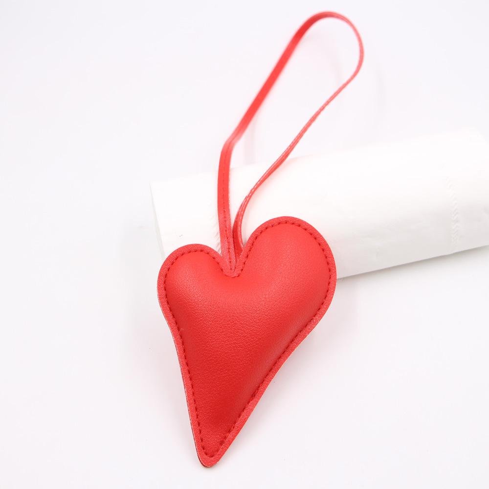 Valentine's Day Leather Hanging Rope Love Pendant Luggage And Clothing Paired With Knotted Rope Heart-shaped Pendant Accessories