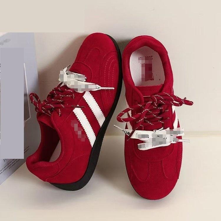 Beliebte rote Dexun Schuhe Damenmodelle 2025 neuer Herbst Plateau Mode vielseitig Freizeit Sport Rennsport Damenschuhe