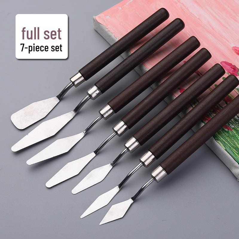 Rosewood Handle Oil Painting Knife: Acrylic & Gouache Pigment Scraper with Varnishing Flat and Pointed Blades