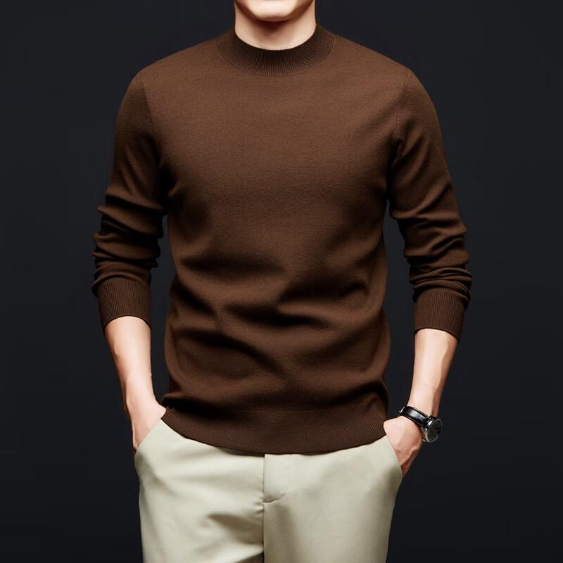 Yiliteng Men's Solid Color Mock Neck Knit Sweater