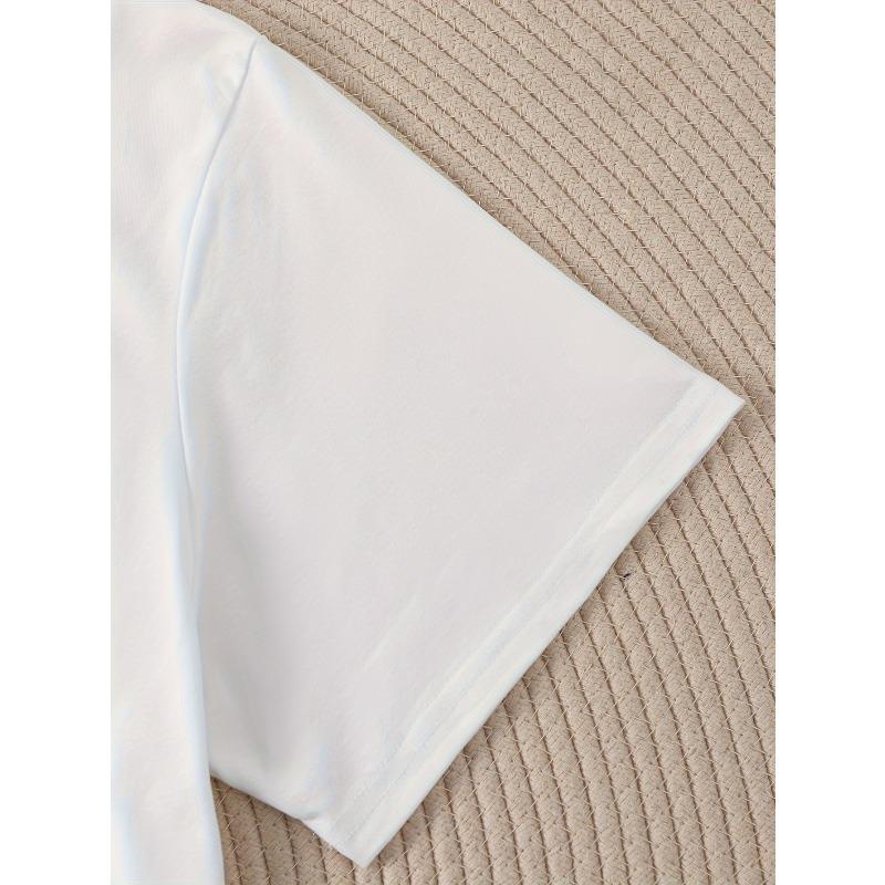 Bride Letter Print T-shirt, Short Sleeve Crew Neck Casual Top for Summer & Spring, Women's Clothing