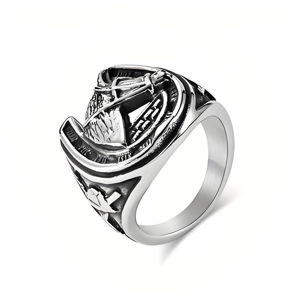 Men's Retro Equestrian Punk Style Stainless Steel Ring