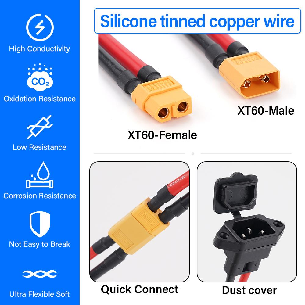 Kabel do ładowania akumulatora litowego XT60 do 3-pinowego męskiego/żeńskiego, odpowiedni do ładowania nowych rowerów elektrycznych