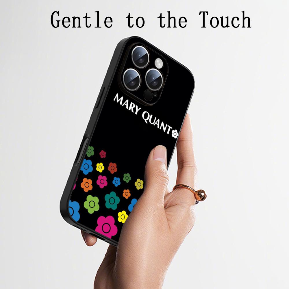 Japan art Mary quant fashion flower Phone Case For iPhone 17 16 e 15 14 13 12 Plus Mini Pro Max Soft black Shockproof Cover