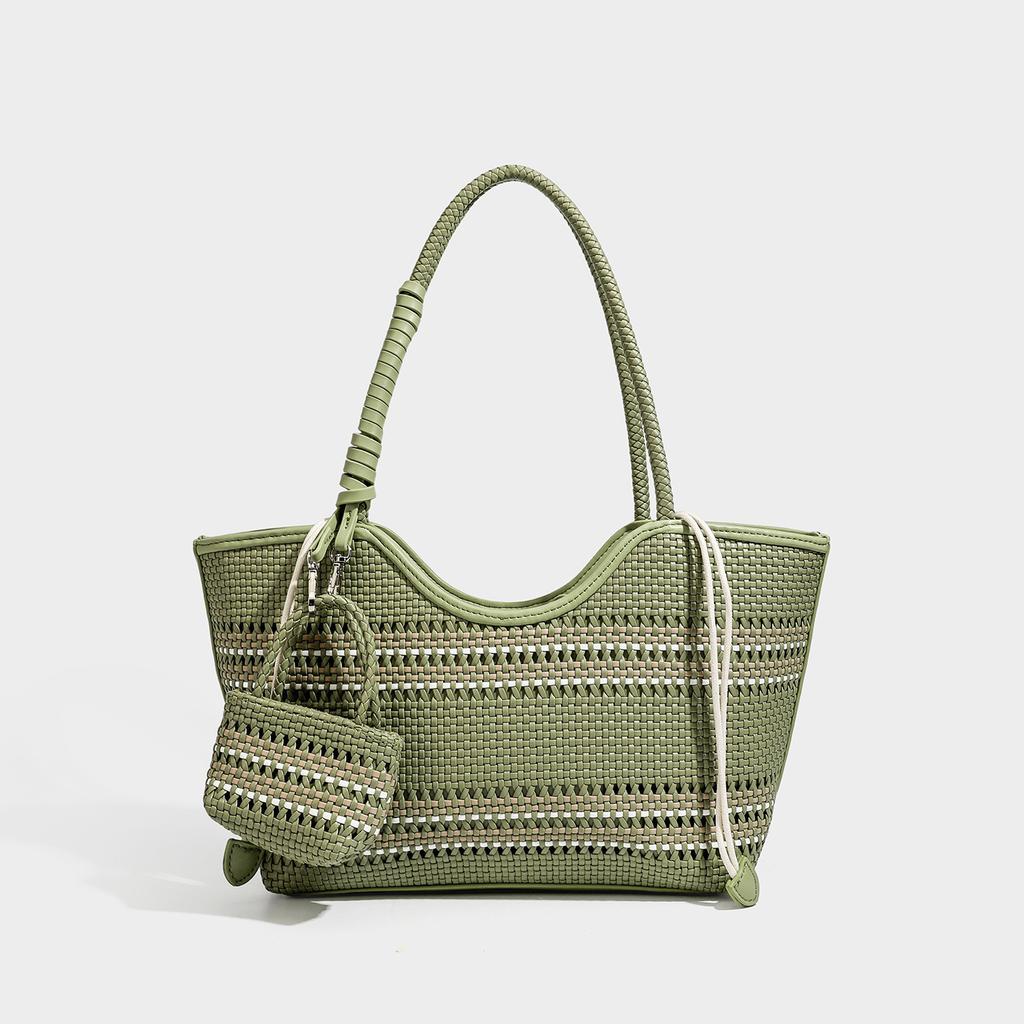Niche lazy seaside beach bag hollow shoulder tote bag mesh handmade summer woven bag women