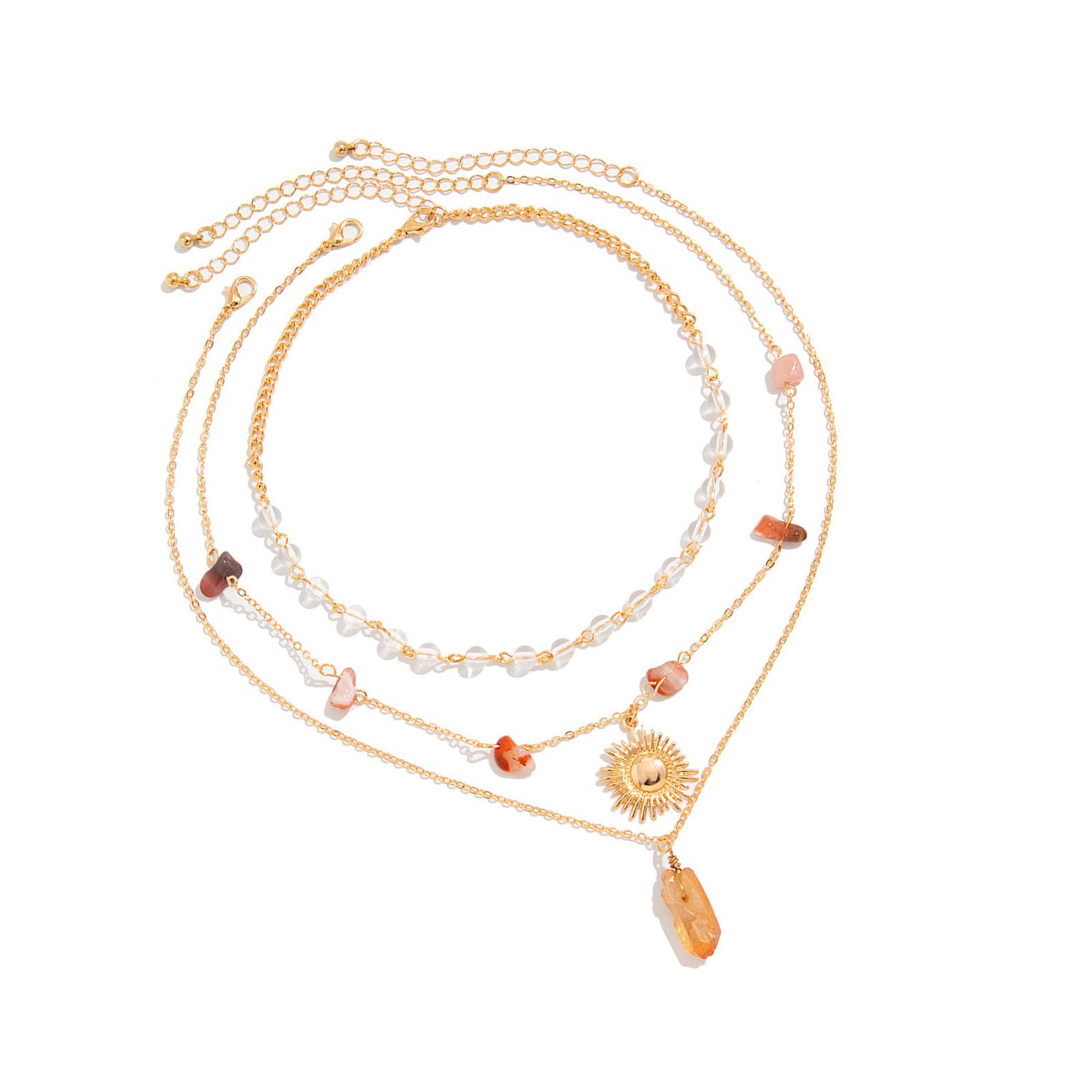 

Набор из 3-слойных подвесок-кристаллов солнца на цепочке для женщин в богемном стиле, шейные украшения для любителей моды