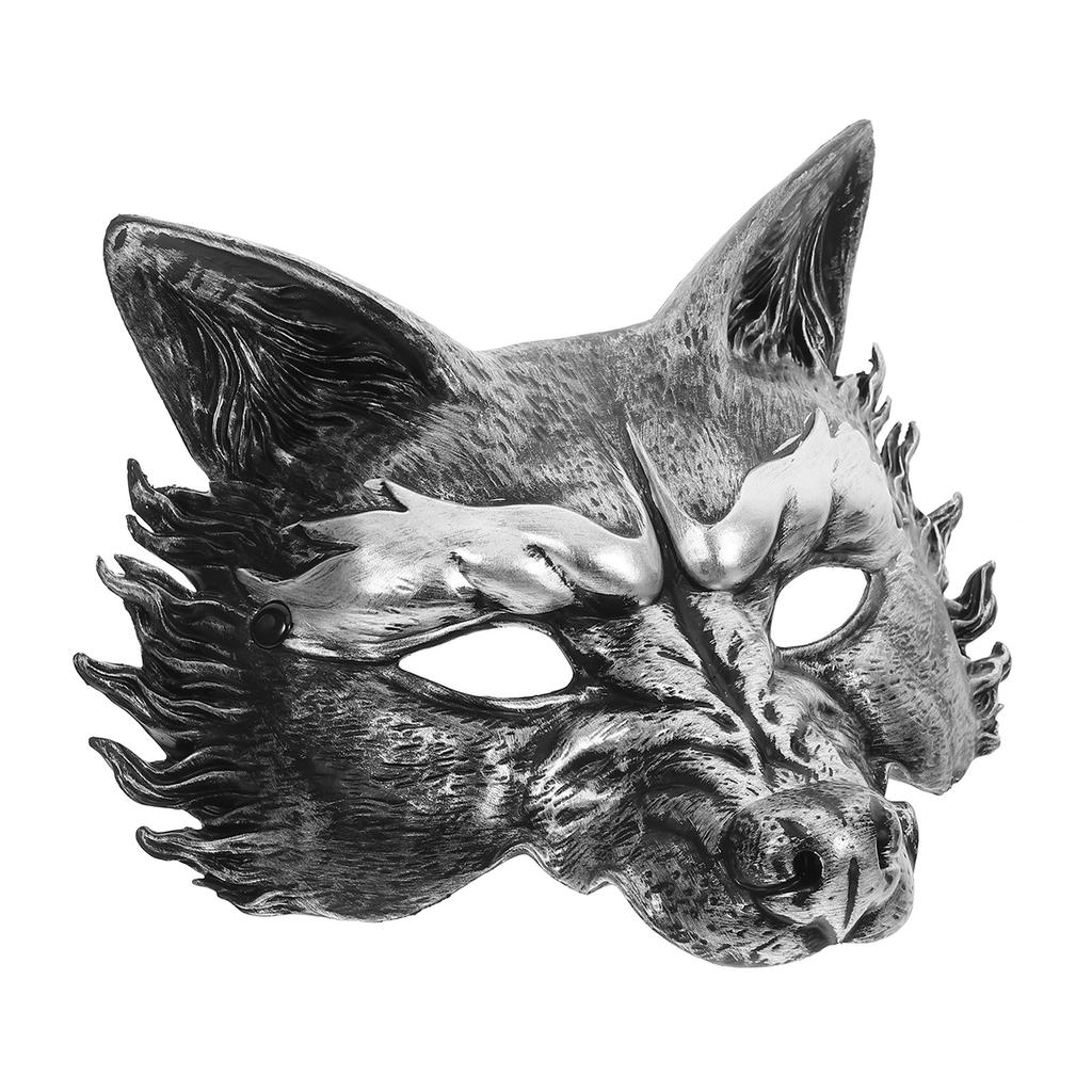 Realistische Vintage Wolfsmaske Halbgesicht Tier Maskerade Kostüm für Halloween Party Cosplay Erwachsene Dekorative Masken Maskerade
