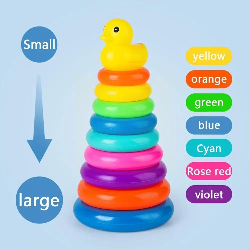 Baby Color Stacking Ring Cups Toy for Kids Toddler Baby Puzzle Development Rainbow Stacking Tower Games for Babies 0-3 years old