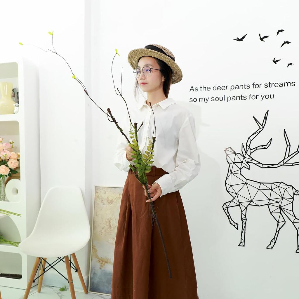 2pcs 40 inch Bendable Artificial Tree Cherry Blossom Branches Vines Twigs Limb Trunk Silk Moss Green Plants for Garden Outdoor Wall Hanging Vase