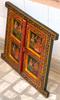 Painted Jharokha Wooden Frame: Antique Hindu God Ganesha Wall Decor