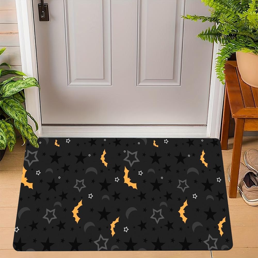 

Halloween Bat Pumpkin Carpet Soft Flannel Mat Rug Home Decoration Spider Web Horror Atmosphere Party Non-Slip Floor Decor 30x50cm