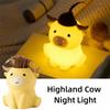 Novelty Highland Cow Night Light Dimmable Timing Rechargeable LED Lamp Touch Sensor Cute Bedside Nightlight for Breastfeeding
