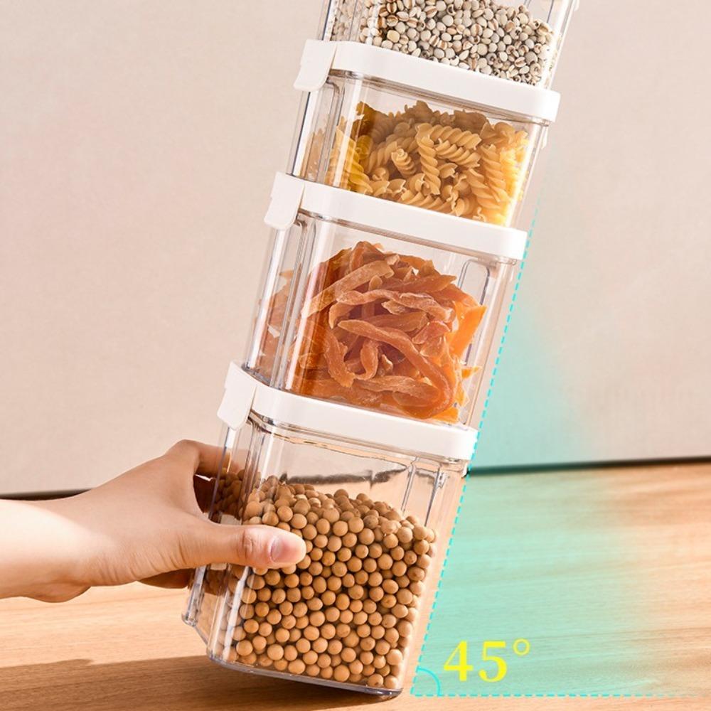 Large Capacity Kitchen Food Storage Canisters Sealed Plastic Refrigerator Storage Tank Multigrain Organizer Transparent