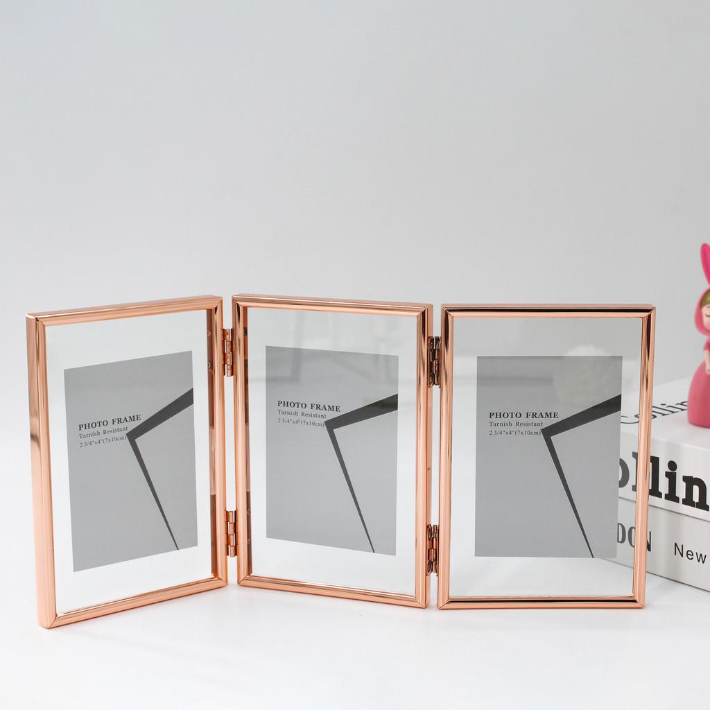 7 And 5 Inch Double Sided Transparent Fold Dual Photo Frame For Home Decor