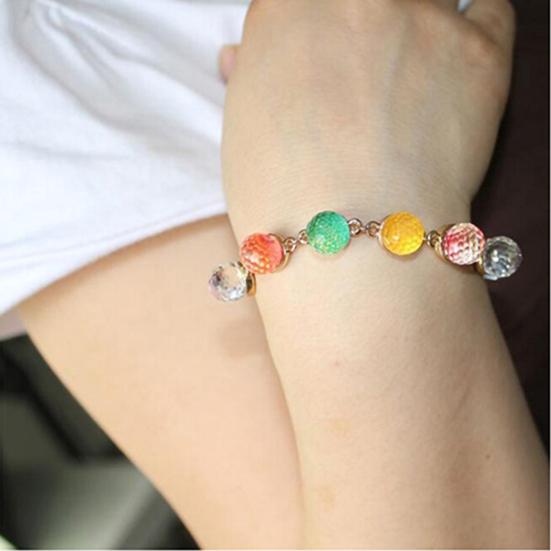 Bracelet Candy Color Round Beads Women Multicolored Beads Cuff Bangle Bracelet for Party