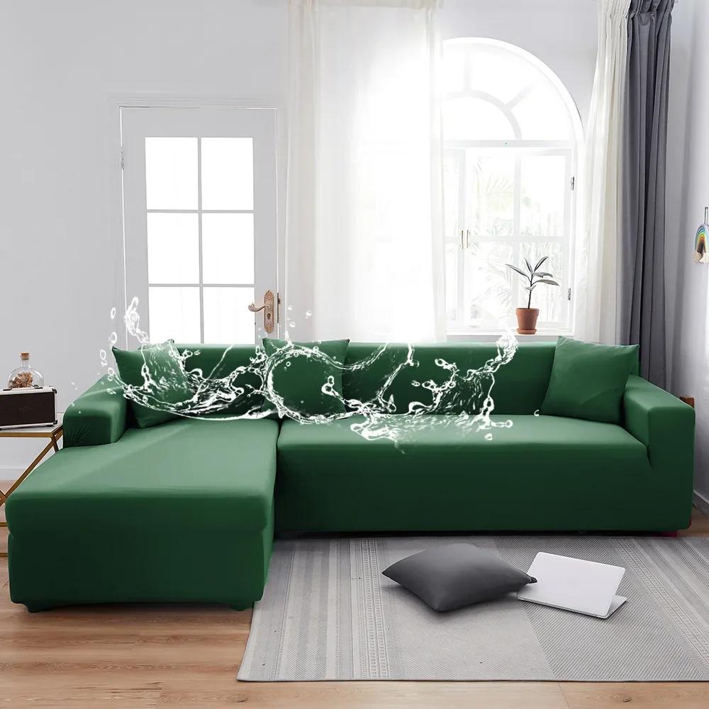 Waterproof Sofa Covers 1/2/3/4 Seats Elastic Solid Couch Cover L Shaped Sofa  Cover Protector Bench Covers