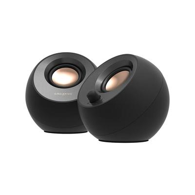 Kreatywny Głośnik PC Pebble V3 Czarny z pasywnym basem 8W 16W szczytowej mocy USB i solidnym dźwiękiem (SP-PBLV3-BK) USB/Bluetooth, gniazdo 3,5 mm, skierowany do góry pod kątem 45 stopni