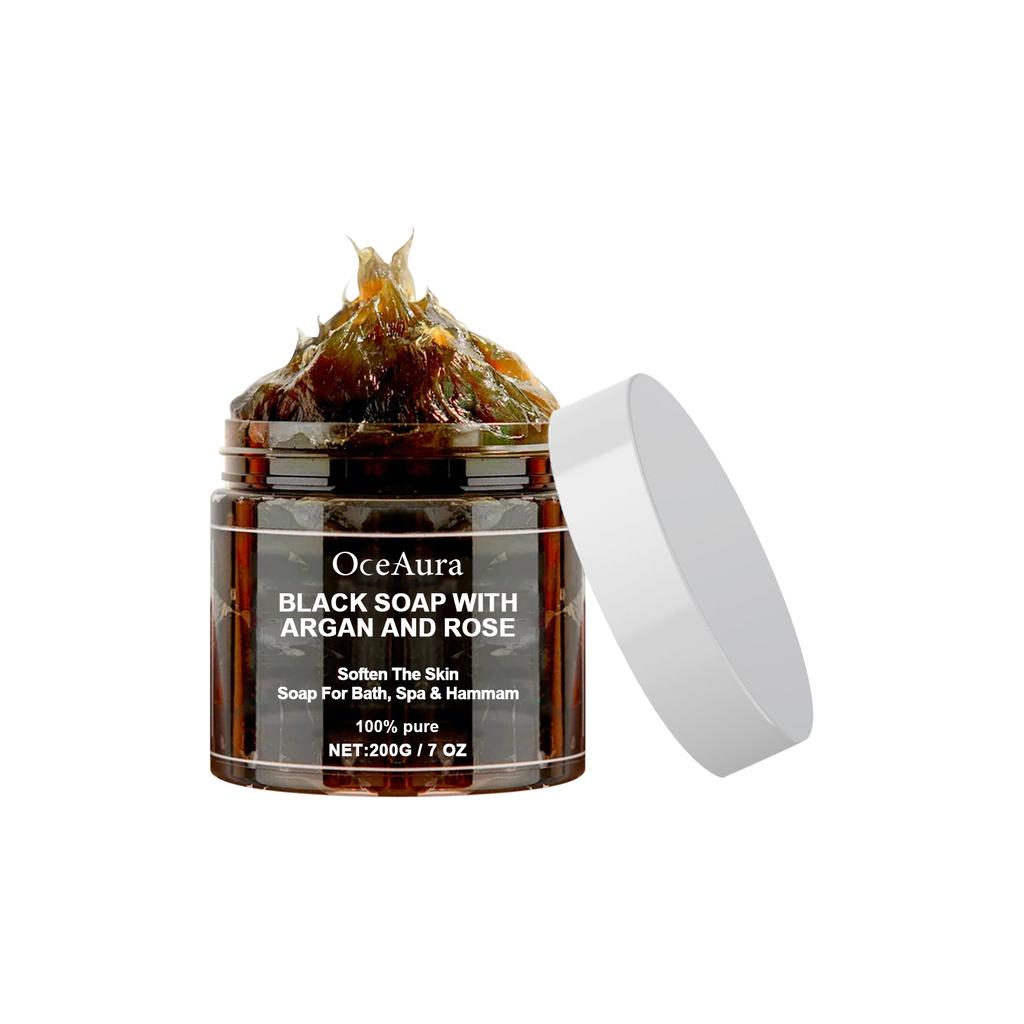 Schwarze Beldi Seife mit Argan und Rose Feuchtigkeitsspendend Reinigend Tiefenreinigung Weichmachend