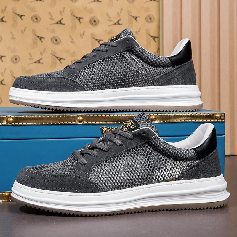 

Летняя модная мужская обувь на толстой подошве с дышащей сеткой, мужская обувь для ходьбы, мужская модная обувь для активного отдыха, внутренняя высота увеличивается 45 серый