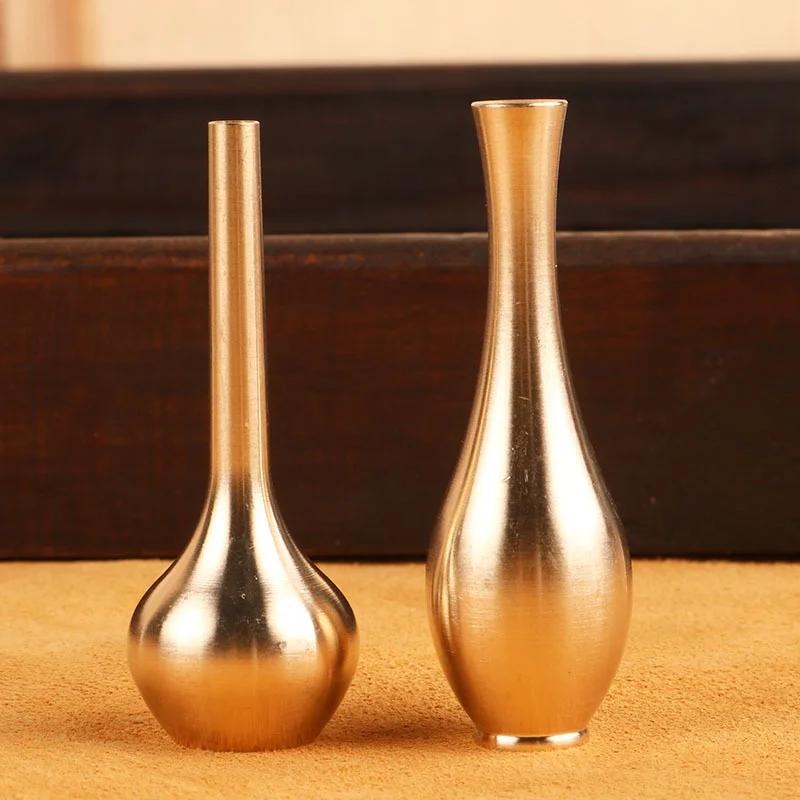 Pure Copper Mini Vintage Vase Ornament Home Decoration Retro Brass Flower Bottle Figurines Modern Light Luxury Decorative Crafts