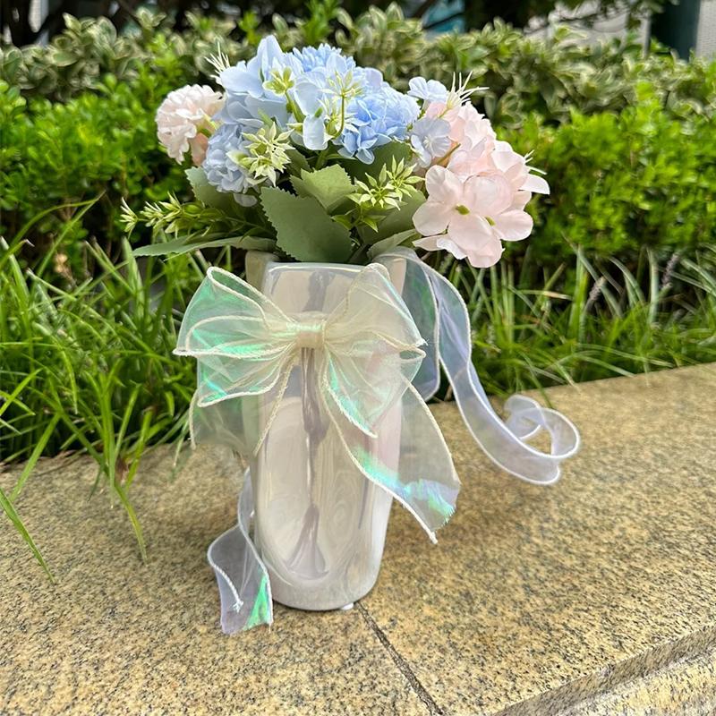 9M 4CM Fishtail Yarn Ribbon For DIY Bow Hair Ornament Bouquet Gift Wrapping Material Wave Silk Ribbons Party Decor