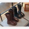 Girls' Flannel Two Cotton High Top Boots Autumn and Winter New Item Little Girls' Knight Boots Korean Version Medium and Large Children's Cotton Boots
