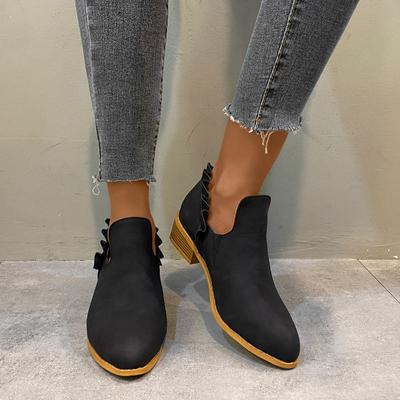 Botas cortas nuevas de otoño e invierno con tacón cuadrado y botas casuales para mujer