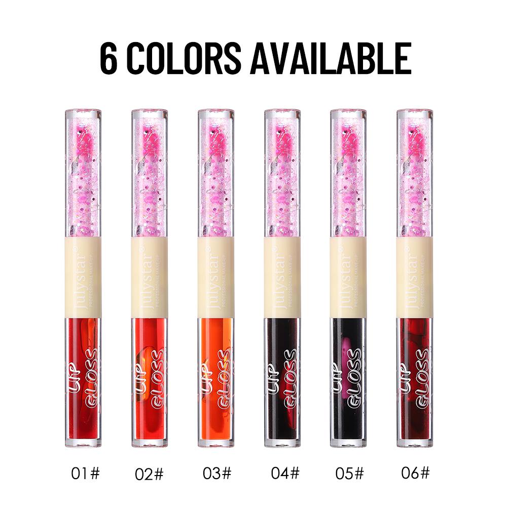 6pcs 2-in-1 Dual-Ended Lip Gloss Stick, High Shine Mirror Glossy Lip Tint & Sparkling Glitter Sequins Lip Oil, Long Lasting Hydrating Multi-use Makeup
