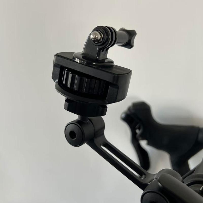 17mm Ball Head with 1/4in Adapter & Action Camera Bracket Motorcycle Bike Handlebar Camera Mount Rotating Holder Clamp