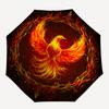 Phoenix Rising: Fiery Bird Circular Art PrintUmbrella, Portable 3-Fold Compact Umbrella for Men & Women Gift