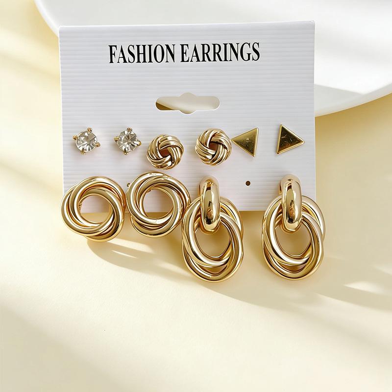 Wind Personality Metal Twist Earrings Set Geometric Retro Earrings золотой