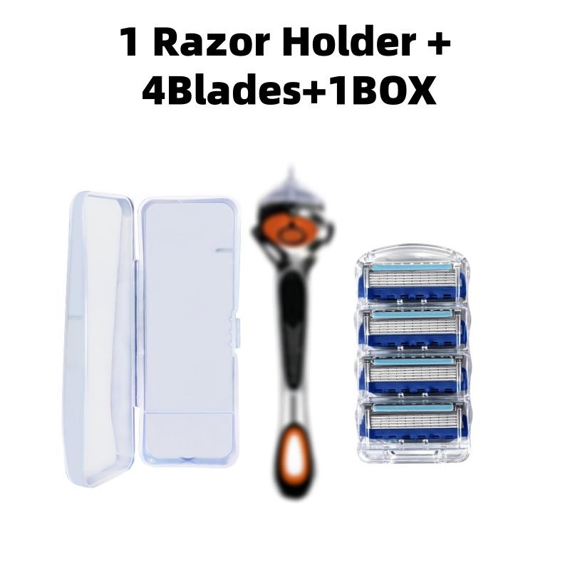Men s Manual Razor: 5-Layer Original Blades, Anti-Scratch Razor Head for Face Shaving