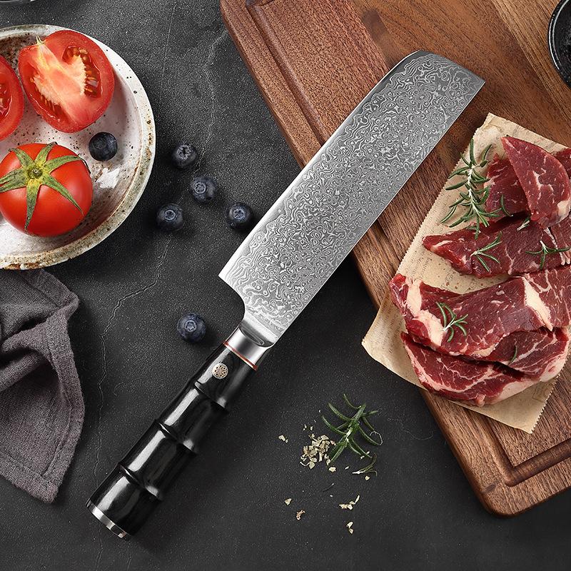 6.8 Inch Nakiri Knife 67 Layers Damascus Steel 10Cr15CoMoV Blade Chef Cleaver Slicing Kitchen Knives For Cutting Vegetables Meat