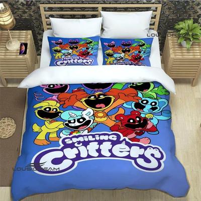 3PCS Single-sided S-smiling Cartoon Printed Comfortable Bedspreads Comforter Duvet King Queen Bedding Set Birthday Gift