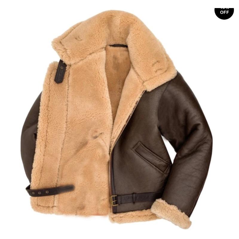New fur integrated men's coat thickened fur imitation leather fleece jacket burst