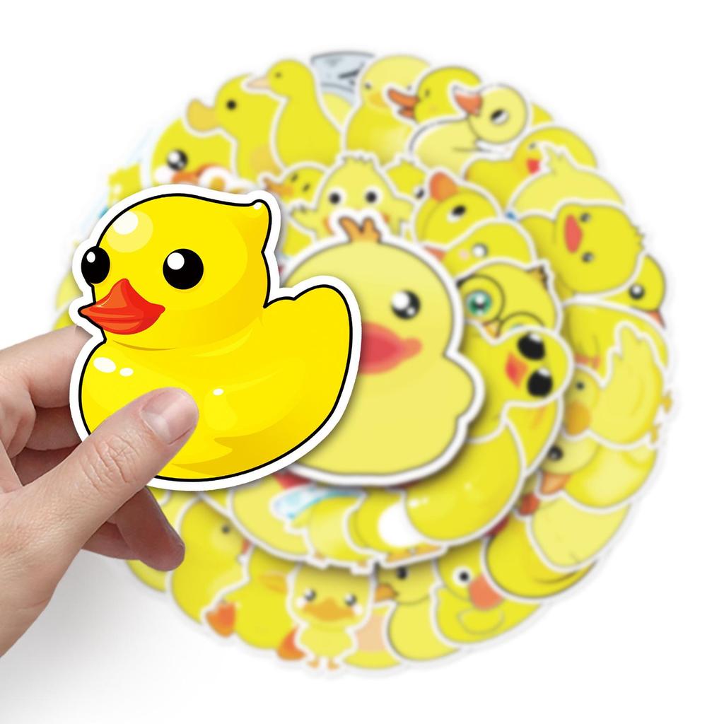 50 Sheets Little Yellow Duck Cartoon Waterproof Stickers for Luggage, Laptops, Bicycles, Cars