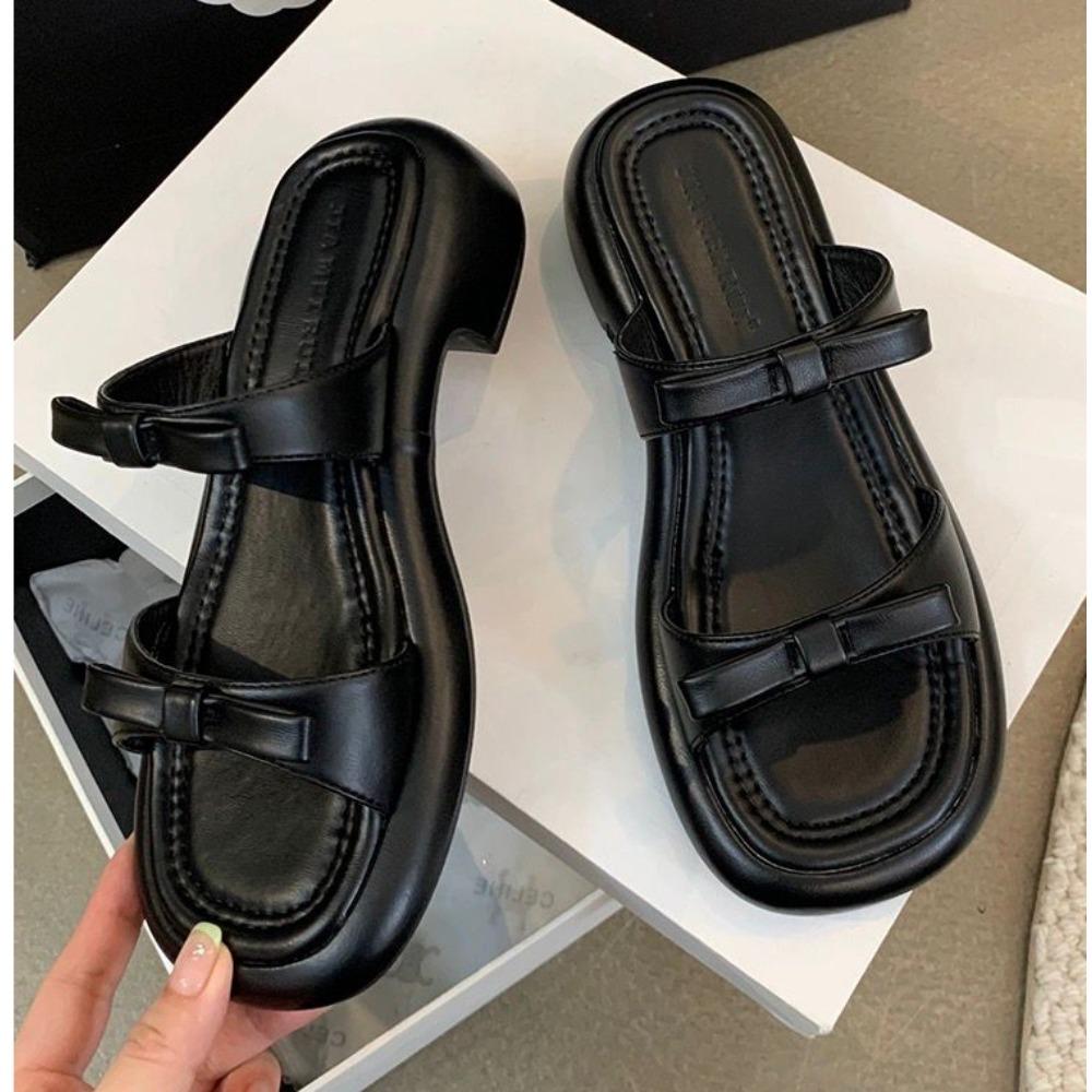 New Summer Women's Slippers 2025 Stylish Peep-toe Low Heel Silver Women's Comfortable Beach Shoes Sapatilas