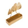 Double Ginkgo Leaf Shape Coil Burner Holder Vintage Iron Fireproof Coil Incense Holder for Home Living Room Golden
