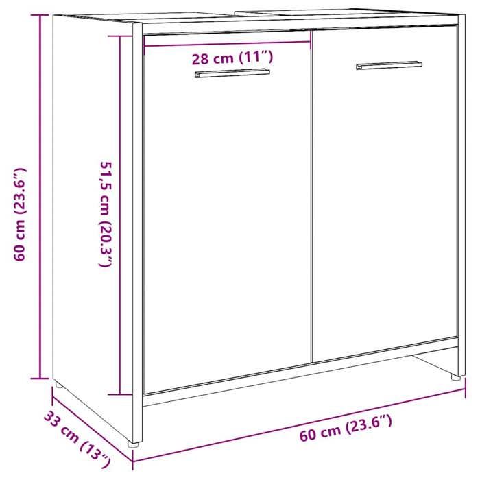 VidaXL Armoire lavabo de salle de bain gris béton 60x33x60 cm, meuble de lavabo, meuble sous vasque de salle de bain, meuble 856038