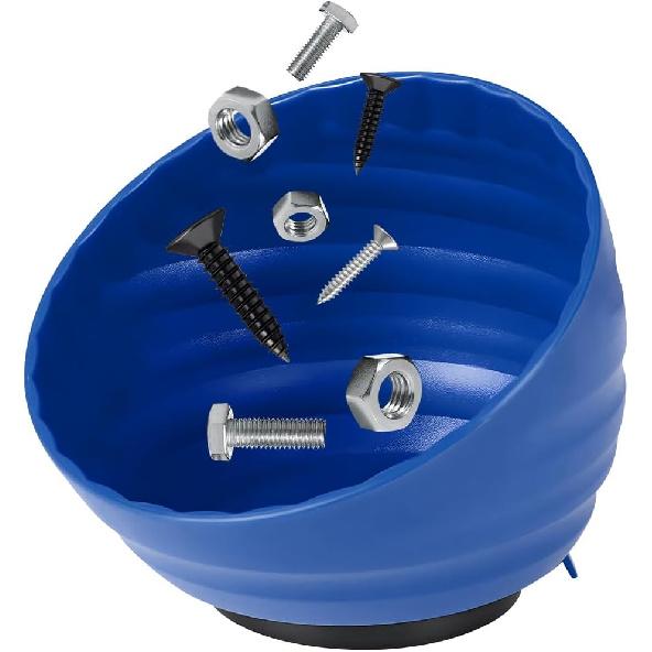 Magnetic Nut Cup, Curved Magnetic Parts Tray Bolts Organizer Holds Up to 5 Pounds, Multi-Use Nuts Screws Bowl Small Parts Tray Attaches to Metal