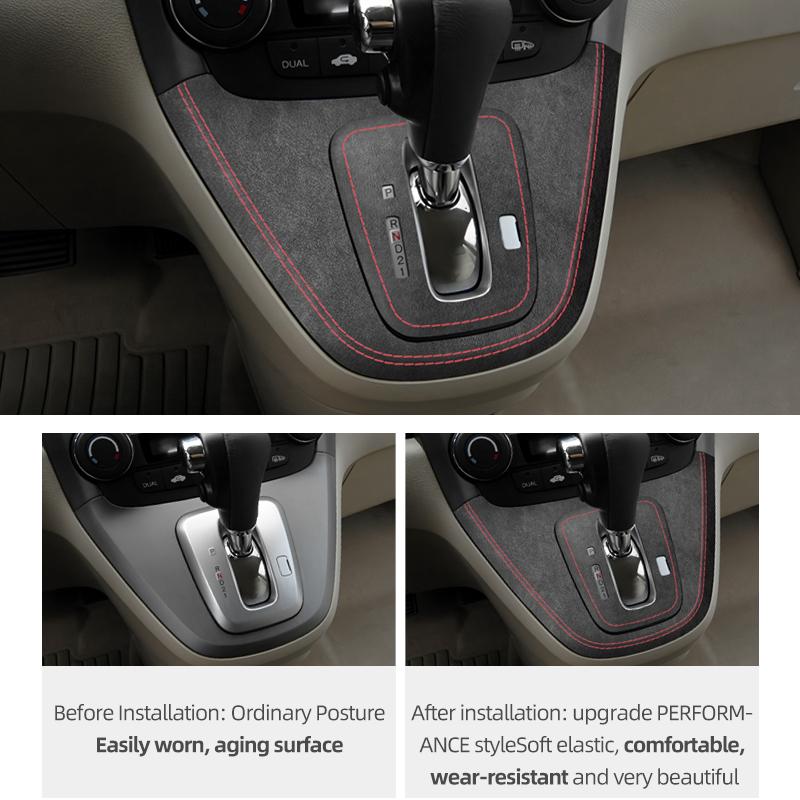 Betterhumz For Honda CRV RD5 RD7 2007-2011 Made of Alcantara Center Console Gear Shifter Trim Stickers Car Interior Accessories