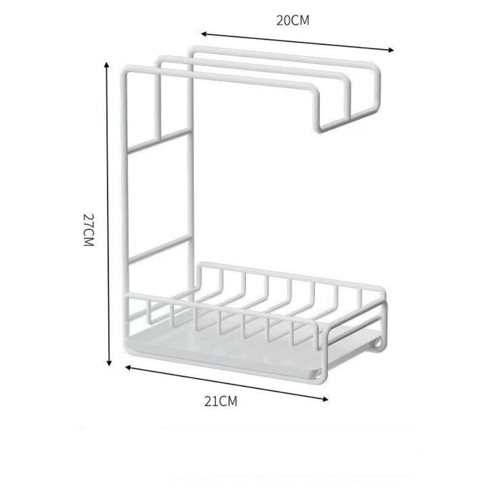 New 2-Tier Kitchen Organizer Rack Wall-mounted Carbon Steel Sponge Holder Multi-Functional Space-Saving Towel Holder Kitchen белый
