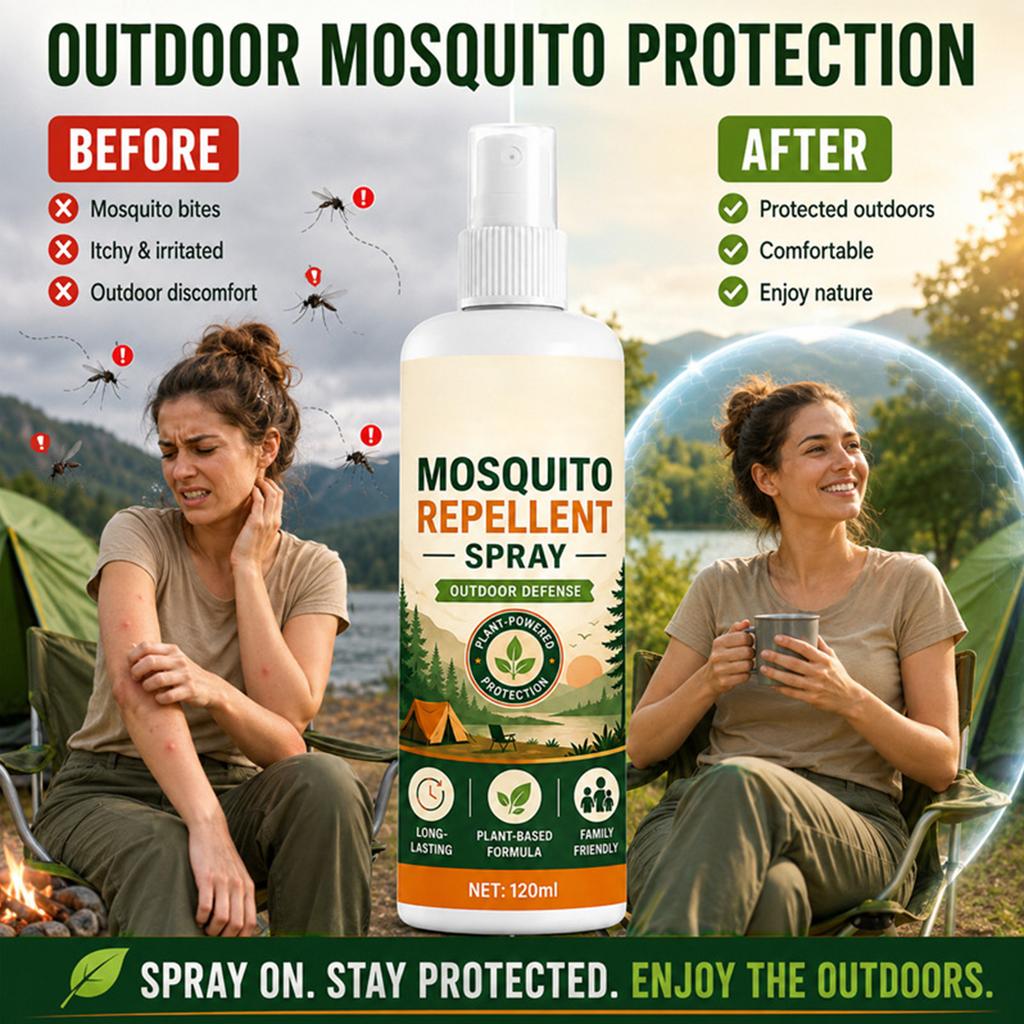 Mosquito Repellent Spray 120ml Plant-Based Formula Long-Lasting Outdoor Defense Insect Protection Family Friendly Insect Repellent