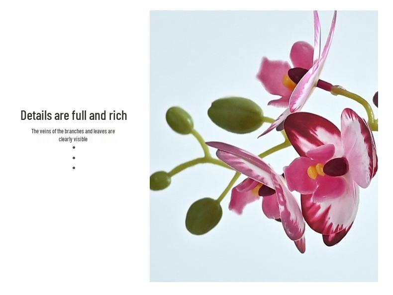 Realistic Phalaenopsis Artificial Flower Centerpiece for Dining Table with Vase